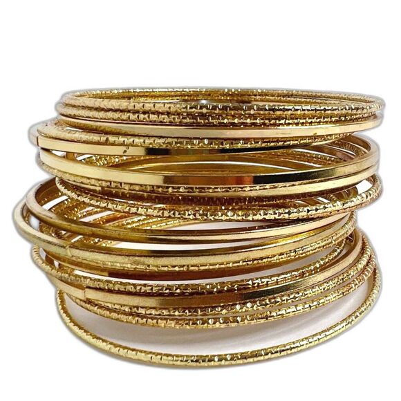 Free People Jewelry - SOLD Gold Set of Bangles Bracelets Boho Chic Bohemian